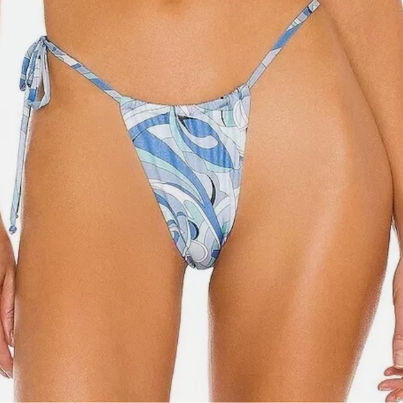 Vintage Chic Padded Triangle Bikini Top + Bottom Set BlueAbstractPrint NWT S - Picture 2 of 3